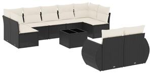 VidaXL Polyrattan Kerti Ülőgarnitúra - 10 részes - Fekete
