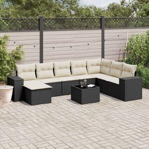 VidaXL Polyrattan Kerti Ülőgarnitúra - 9 részes - Fekete