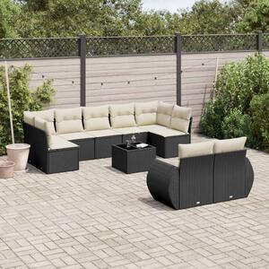 VidaXL Polyrattan Kerti Ülőgarnitúra - 10 részes - Fekete