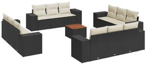 VidaXL Polyrattan Kerti Ülőgarnitúra - 13 részes - Fekete