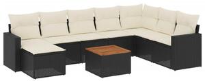 VidaXL Polyrattan Kerti Ülőgarnitúra - 9 részes - Fekete