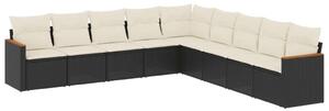 VidaXL Polyrattan Kerti Ülőgarnitúra - 9 részes - Fekete