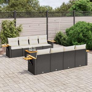 VidaXL Polyrattan Kerti Ülőgarnitúra - 9 részes - Fekete