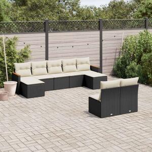 VidaXL Polyrattan Kerti Ülőgarnitúra - 9 részes - Fekete