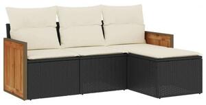 VidaXL Polyrattan Kerti Ülőgarnitúra - 4 részes - Fekete