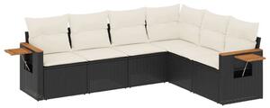 VidaXL Polyrattan Kerti Ülőgarnitúra - 6 részes - Fekete
