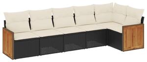VidaXL Polyrattan Kerti Ülőgarnitúra - 6 részes - Fekete