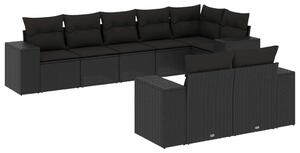 VidaXL Polyrattan Kerti Ülőgarnitúra - 8 részes - Fekete
