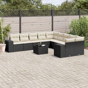VidaXL Polyrattan Kerti Ülőgarnitúra - 11 részes - Fekete