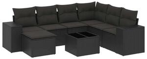 VidaXL Polyrattan Kerti Ülőgarnitúra - 8 részes - Fekete