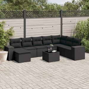 VidaXL Polyrattan Kerti Ülőgarnitúra - 9 részes - Fekete
