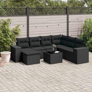 VidaXL Polyrattan Kerti Ülőgarnitúra - 8 részes - Fekete