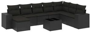 VidaXL Polyrattan Kerti Ülőgarnitúra - 9 részes - Fekete