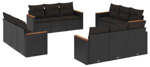 VidaXL Polyrattan Kerti Ülőgarnitúra - 12 részes - Fekete