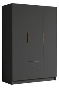 Gardróbszekrény Closico Calvron I, Laminált forgácslap, 216x150x60cm, Aranysárga, Fekete