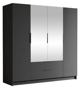 Gardróbszekrény Closico Cadron II, Laminált forgácslap, 216x200x60cm, Fekete
