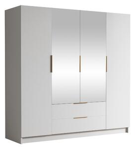 Gardróbszekrény Closico Cadron II, Laminált forgácslap, 216x200x60cm, Aranysárga, Fehér