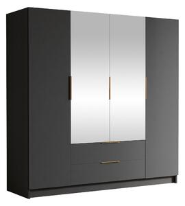Gardróbszekrény Closico Cadron II, Laminált forgácslap, 216x200x60cm, Aranysárga, Fekete