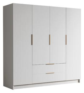 Gardróbszekrény Closico Cadron I, Laminált forgácslap, 216x200x60cm, Aranysárga, Fehér
