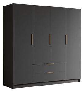 Gardróbszekrény Closico Cadron I, Laminált forgácslap, 216x200x60cm, Aranysárga, Fekete