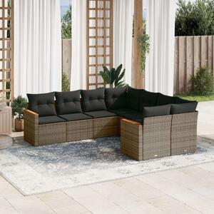 VidaXL Polyrattan Kerti Ülőgarnitúra - 8 részes - Szürke