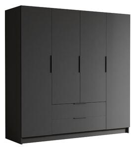 Gardróbszekrény Closico Cadron I, Laminált forgácslap, 216x200x60cm, Fekete