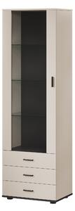 Könyvespolc Tornola 102, Fiókokkal, Ajtókkal, Zárt, Üveg, Laminált forgácslap, 192x60x41cm, Kasmír, Fekete