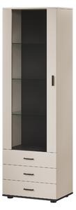 Könyvespolc Tornola 102, Zárt, Fiókokkal, Ajtókkal, Laminált forgácslap, Üveg, 192x60x41cm, Fekete, Kasmír