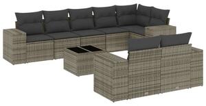 VidaXL Polyrattan Kerti Ülőgarnitúra - 9 részes - Szürke