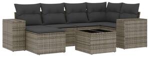 VidaXL Polyrattan Kerti Ülőgarnitúra - 7 részes - Szürke