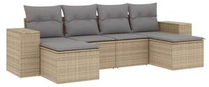 VidaXL Polyrattan Kerti Ülőgarnitúra - 6 részes - Bézs