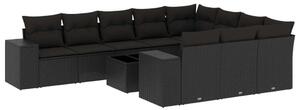 VidaXL Polyrattan Kerti Ülőgarnitúra - 11 részes - Fekete