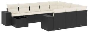 VidaXL Polyrattan Kerti Ülőgarnitúra - 11 részes - Fekete