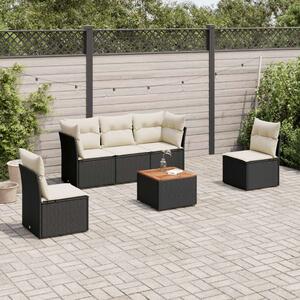 VidaXL Polyrattan Kerti Ülőgarnitúra - 6 részes - Fekete