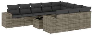 VidaXL 11 részes szürke polyrattan kerti ülőgarnitúra párnákkal
