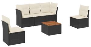 VidaXL Polyrattan Kerti Ülőgarnitúra - 6 részes - Fekete