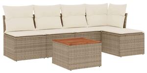 VidaXL Polyrattan Kerti Ülőgarnitúra - 6 részes - Bézs
