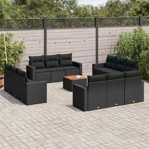 VidaXL Polyrattan Kerti Ülőgarnitúra - 13 részes - Fekete