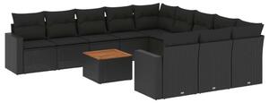 VidaXL Polyrattan Kerti Ülőgarnitúra - 12 részes - Fekete