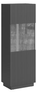 Könyvespolc Lauror I, Ajtókkal, Zárt, Edzett üveg, Közepes sűrűségű farostlemez, Laminált forgácslap, 178x60x42cm, Fekete