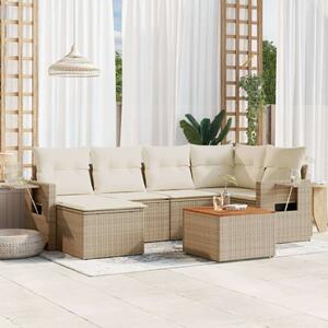 VidaXL Polyrattan Kerti Ülőgarnitúra - 7 részes - Bézs