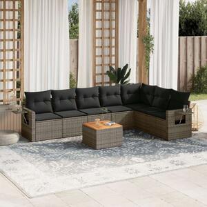 Polyrattan Kerti Ülőgarnitúra - 8 Részes - Szürke