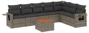 Polyrattan Kerti Ülőgarnitúra - 8 Részes - Szürke