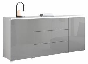 Komód Mirfivo 102, Laminált forgácslap, 66x150x40cm, Fényes szürke