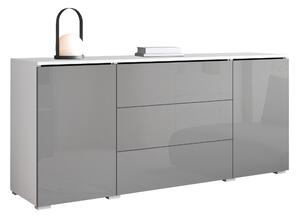 Komód Mirfivo 102, Laminált forgácslap, 66x150x40cm, Fényes szürke