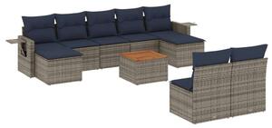VidaXL Polyrattan Kerti Ülőgarnitúra - 10 részes - Szürke