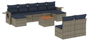 VidaXL Polyrattan Kerti Ülőgarnitúra - 10 részes - Szürke