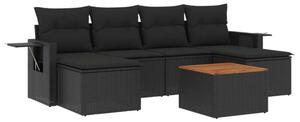 VidaXL Polyrattan Kerti Ülőgarnitúra - 7 részes - Fekete