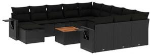 VidaXL Polyrattan Kerti Ülőgarnitúra - 13 részes - Fekete