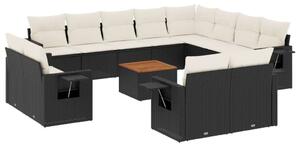 VidaXL Polyrattan Kerti Ülőgarnitúra - 13 részes - Fekete